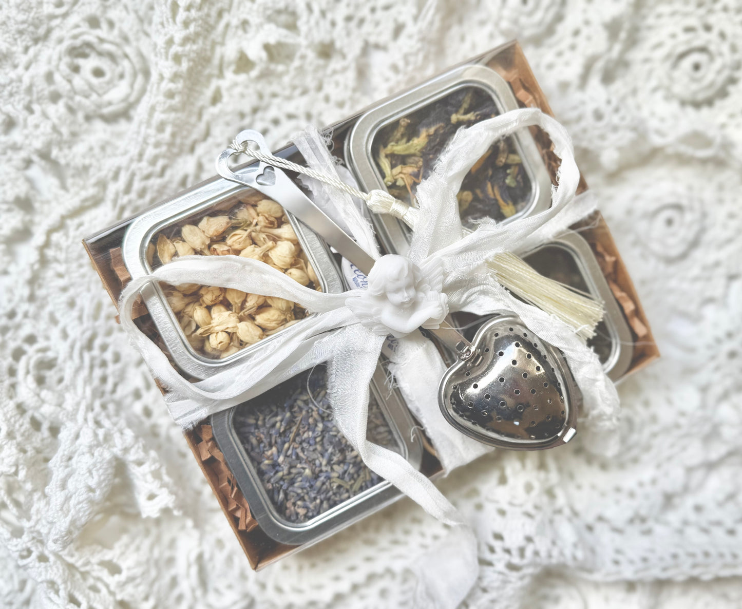 Tisane Herbal & Green Tea Set: Jasmine Flower Buds, Butterfly Pea Flower, Lavender Flower, & Jasmine Dragon Pearls