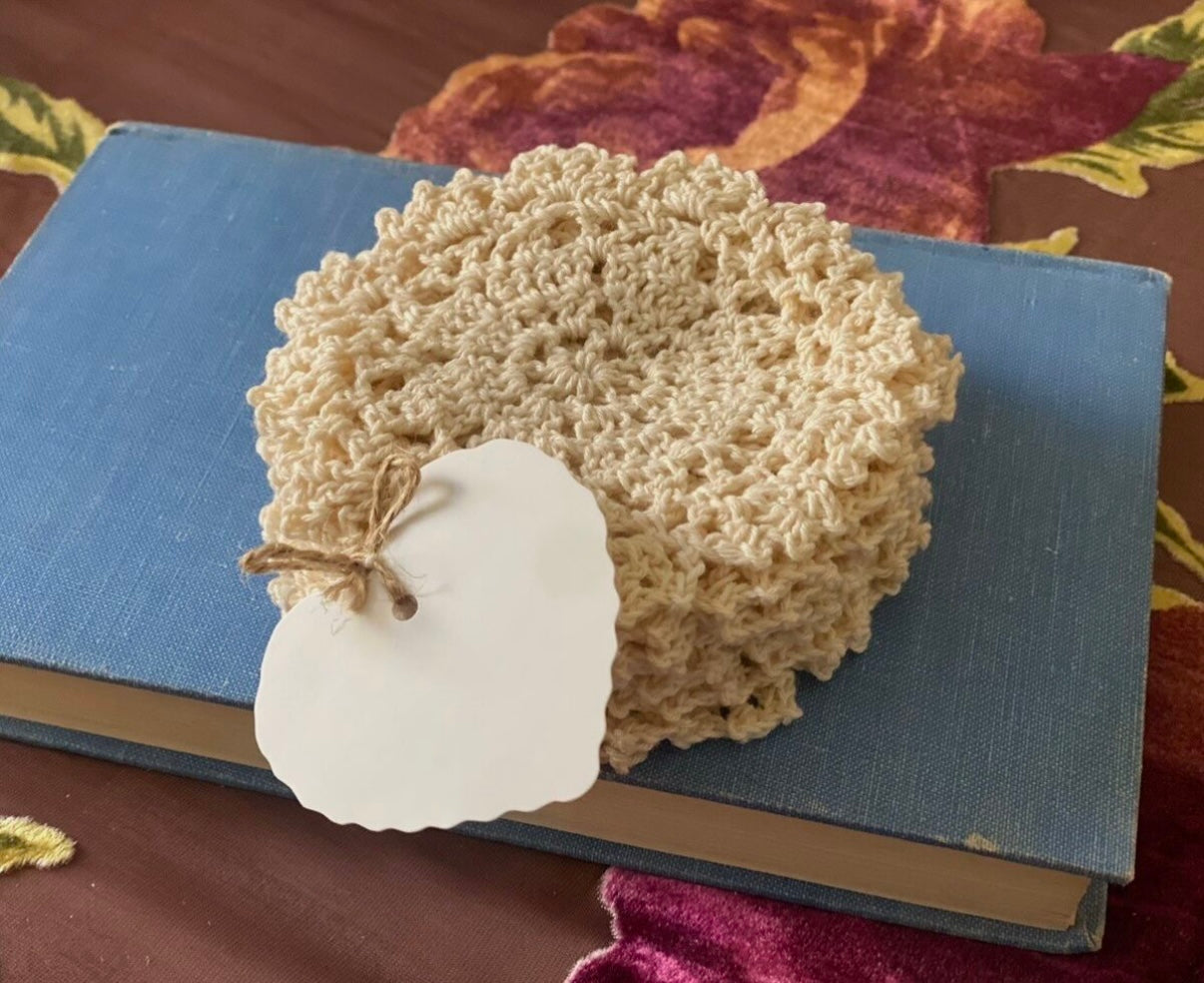 Set Of 4 Handmade Crochet Macramé Doily Tea Coffee Drink Table Coasters