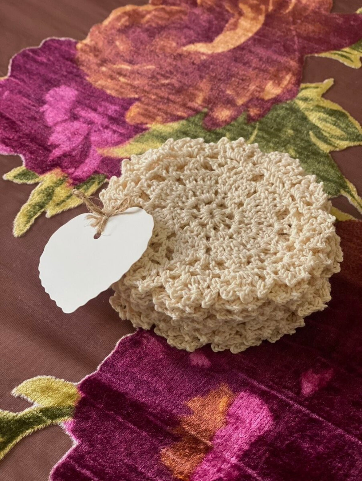Set Of 4 Handmade Crochet Macramé Doily Tea Coffee Drink Table Coasters