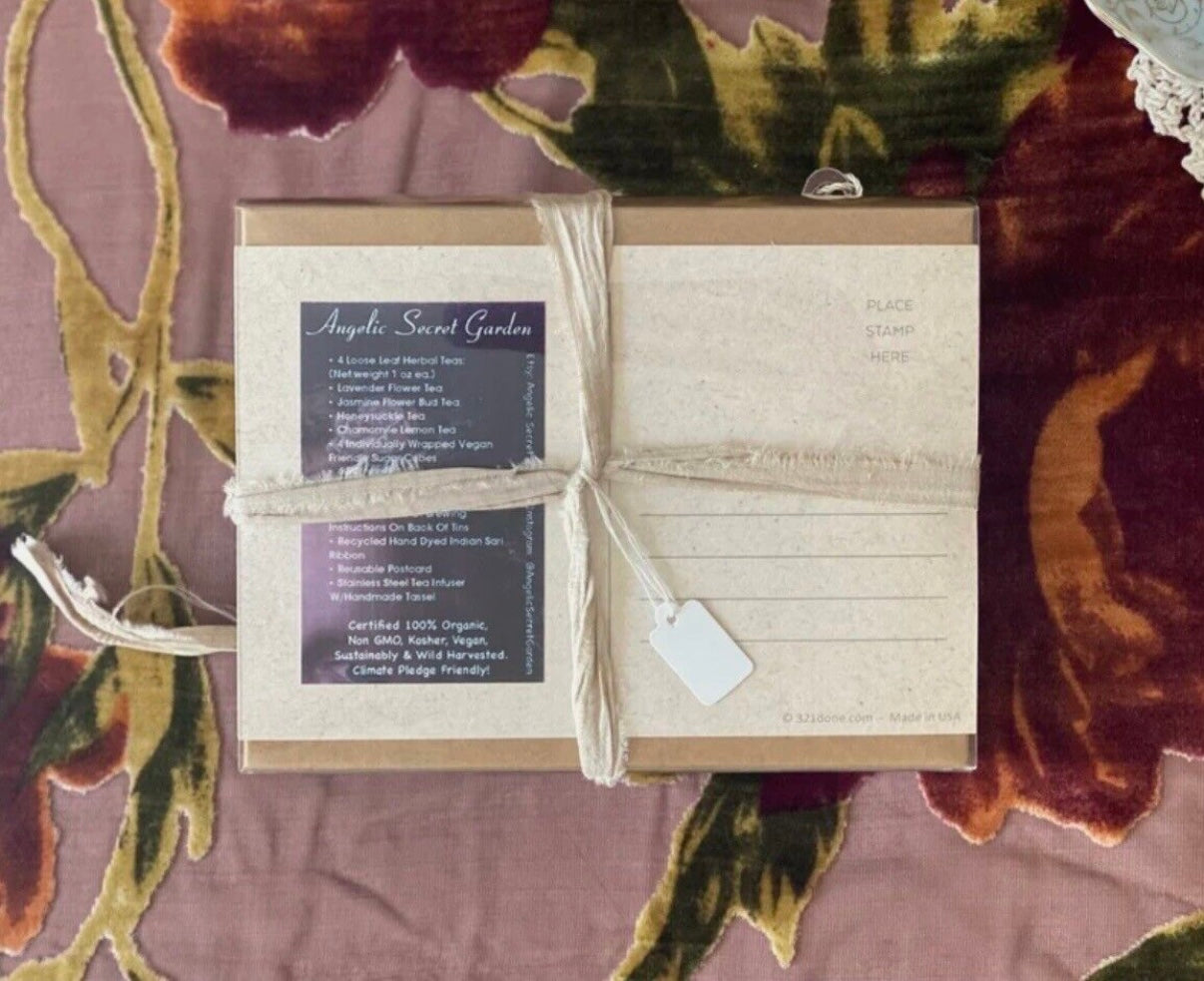 Deluxe Tea Gift Set: Lavender Flower, Jasmine Flower Bud, Honey Suckle, & Chamomile Flower Teas