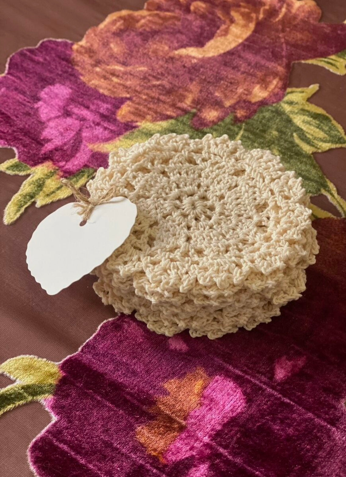 Set Of 4 Handmade Crochet Macramé Doily Tea Coffee Drink Table Coasters